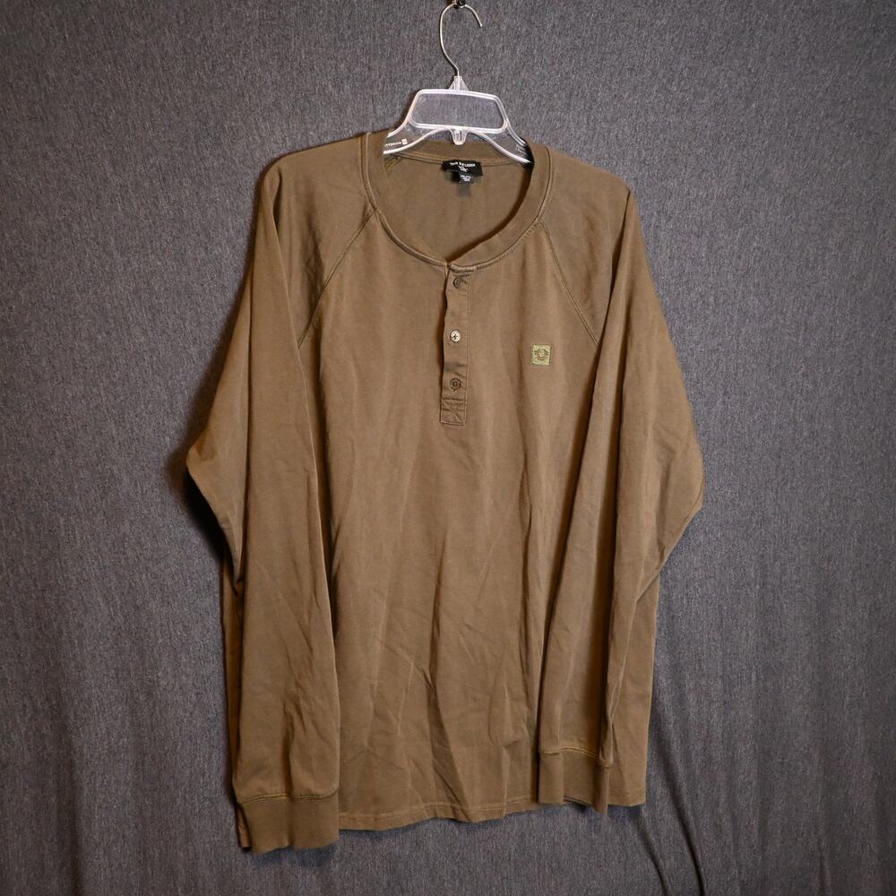 True Religion Men's XXL Raglan Long Sleeve Henley Shirt